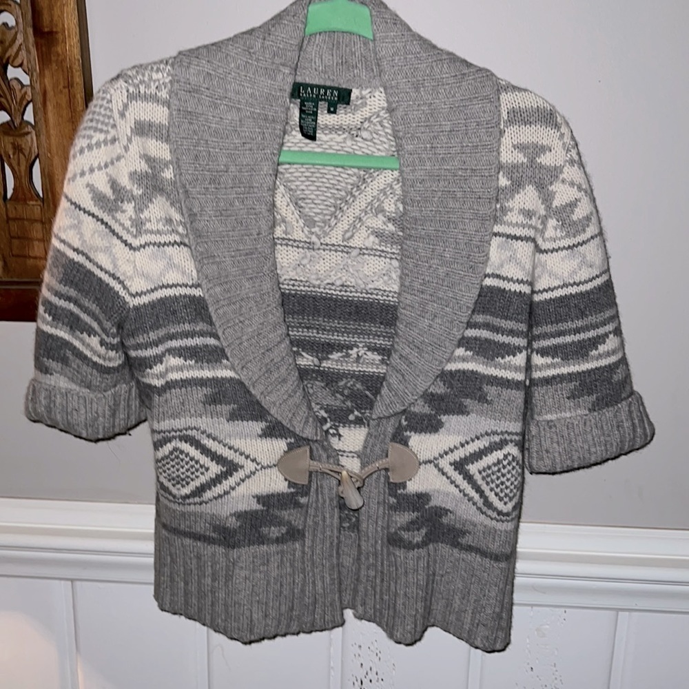 Lauren Ralph Lauren Gray and Cream Cardigan